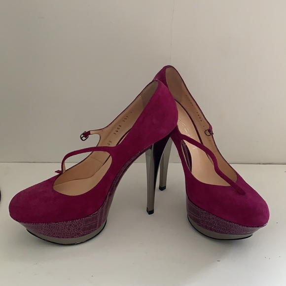 Casadei Suede & Patent Croc Pumps - Picture 2 of 3